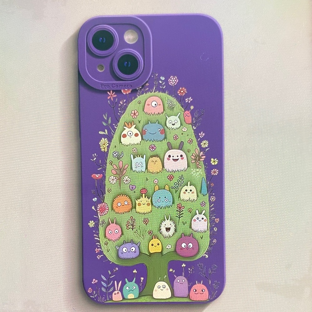 Purple Cute Monsters Tree Phone Case - Unbranded